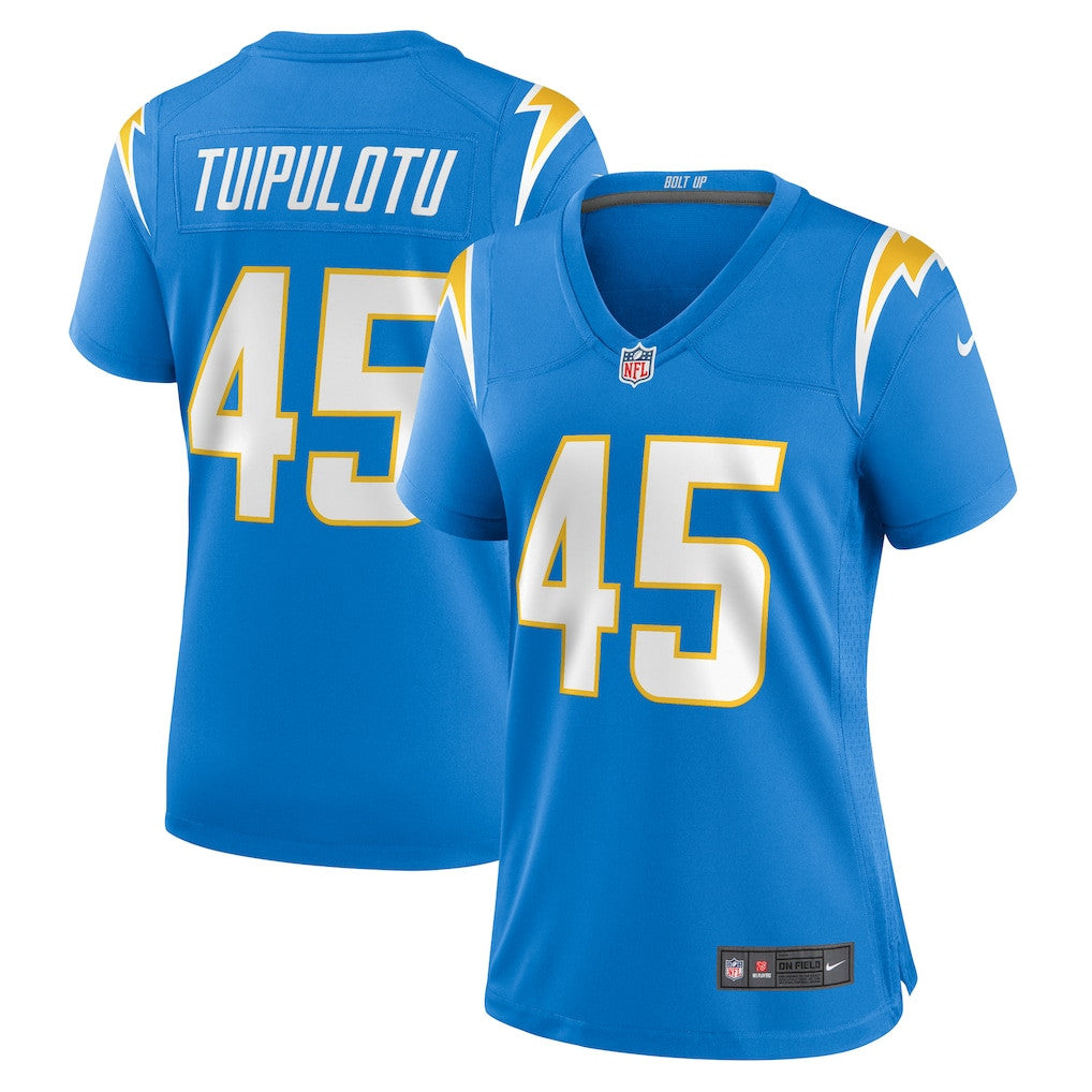 Tuli Tuipulotu 45 Los Angeles Chargers Women's Team Game Jersey - Powder Blue