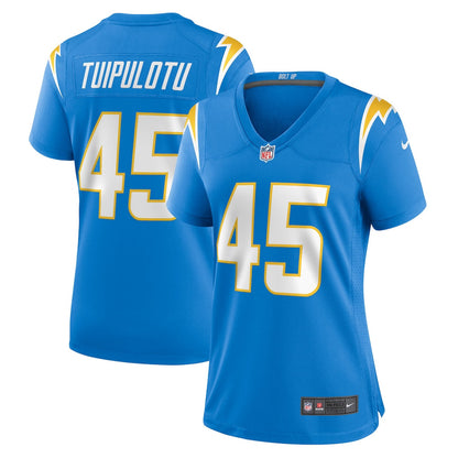 Tuli Tuipulotu 45 Los Angeles Chargers Women's Team Game Jersey - Powder Blue