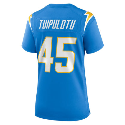 Tuli Tuipulotu 45 Los Angeles Chargers Women's Team Game Jersey - Powder Blue