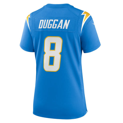 Max Duggan 8 Los Angeles Chargers Women's Team Game Jersey - Powder Blue