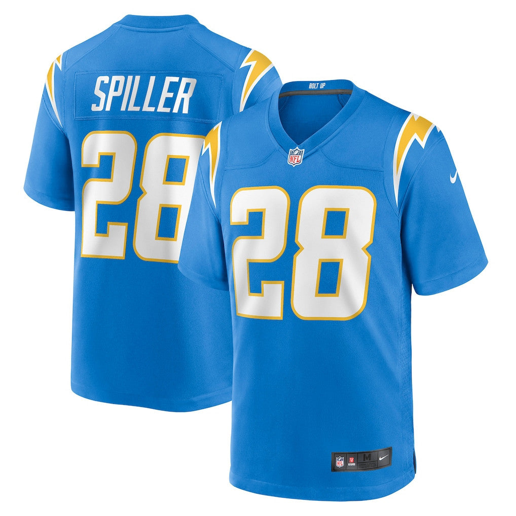Isaiah Spiller 28 Los Angeles Chargers Team Game Men Jersey - Powder Blue