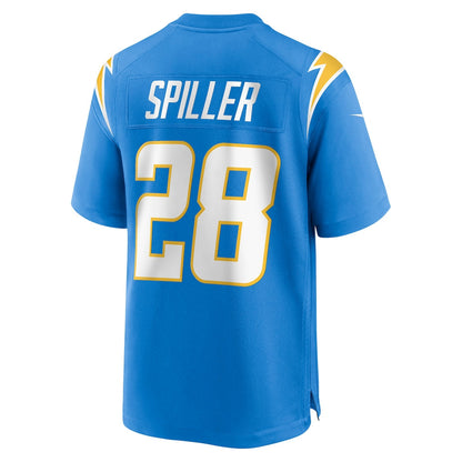 Isaiah Spiller 28 Los Angeles Chargers Team Game Men Jersey - Powder Blue