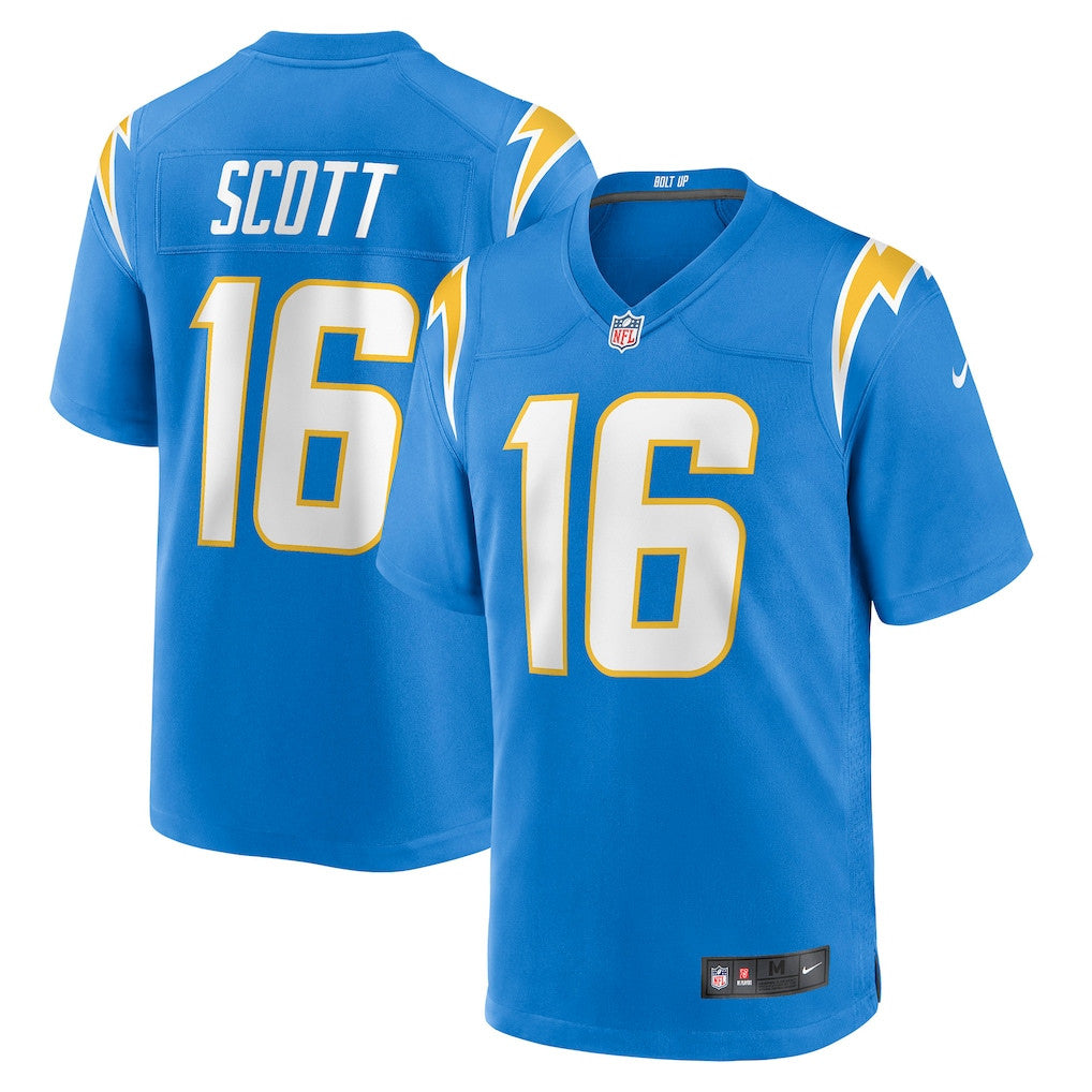 JK Scott 16 Los Angeles Chargers Team Game Men Jersey - Powder Blue