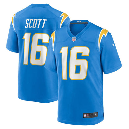 JK Scott 16 Los Angeles Chargers Team Game Men Jersey - Powder Blue