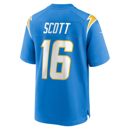 JK Scott 16 Los Angeles Chargers Team Game Men Jersey - Powder Blue