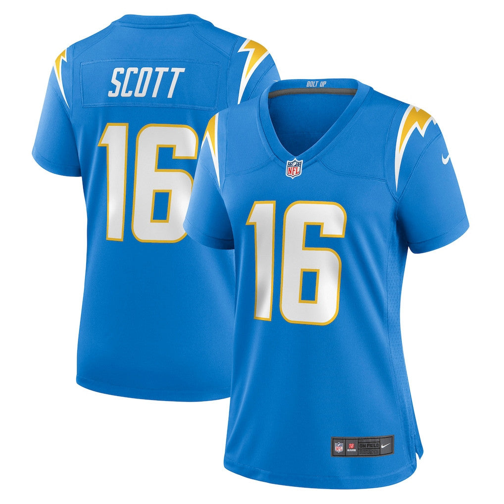 JK Scott 16 Los Angeles Chargers Women's Team Game Jersey - Powder Blue