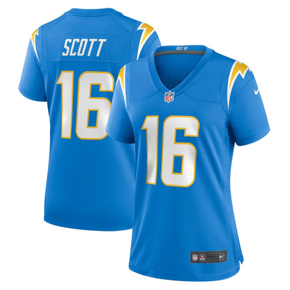JK Scott 16 Los Angeles Chargers Women's Team Game Jersey - Powder Blue