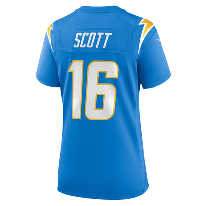 JK Scott 16 Los Angeles Chargers Women's Team Game Jersey - Powder Blue