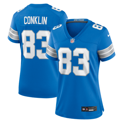 Tyler Conklin 83 Detroit Lions Women's Team Game Jersey - Blue