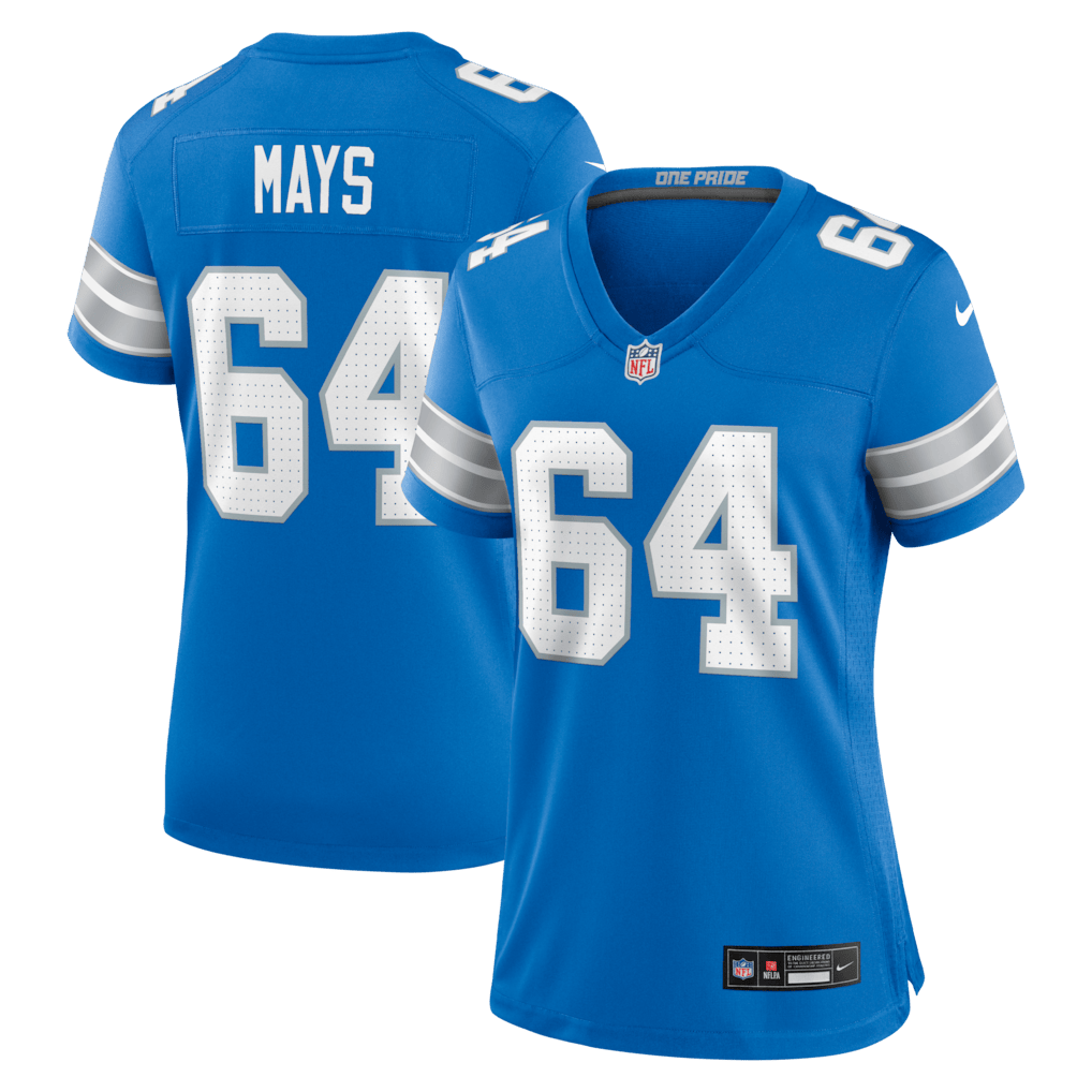 Cade Mays 64 Detroit Lions Women's Team Game Jersey - Blue