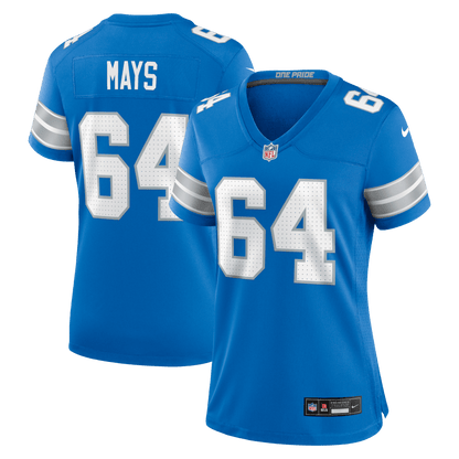 Cade Mays 64 Detroit Lions Women's Team Game Jersey - Blue