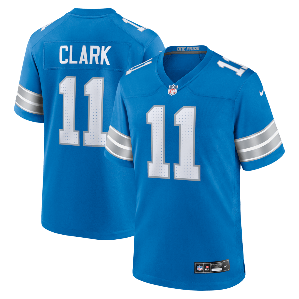 Damone Clark 11 Detroit Lions Team Game Men Jersey - Blue