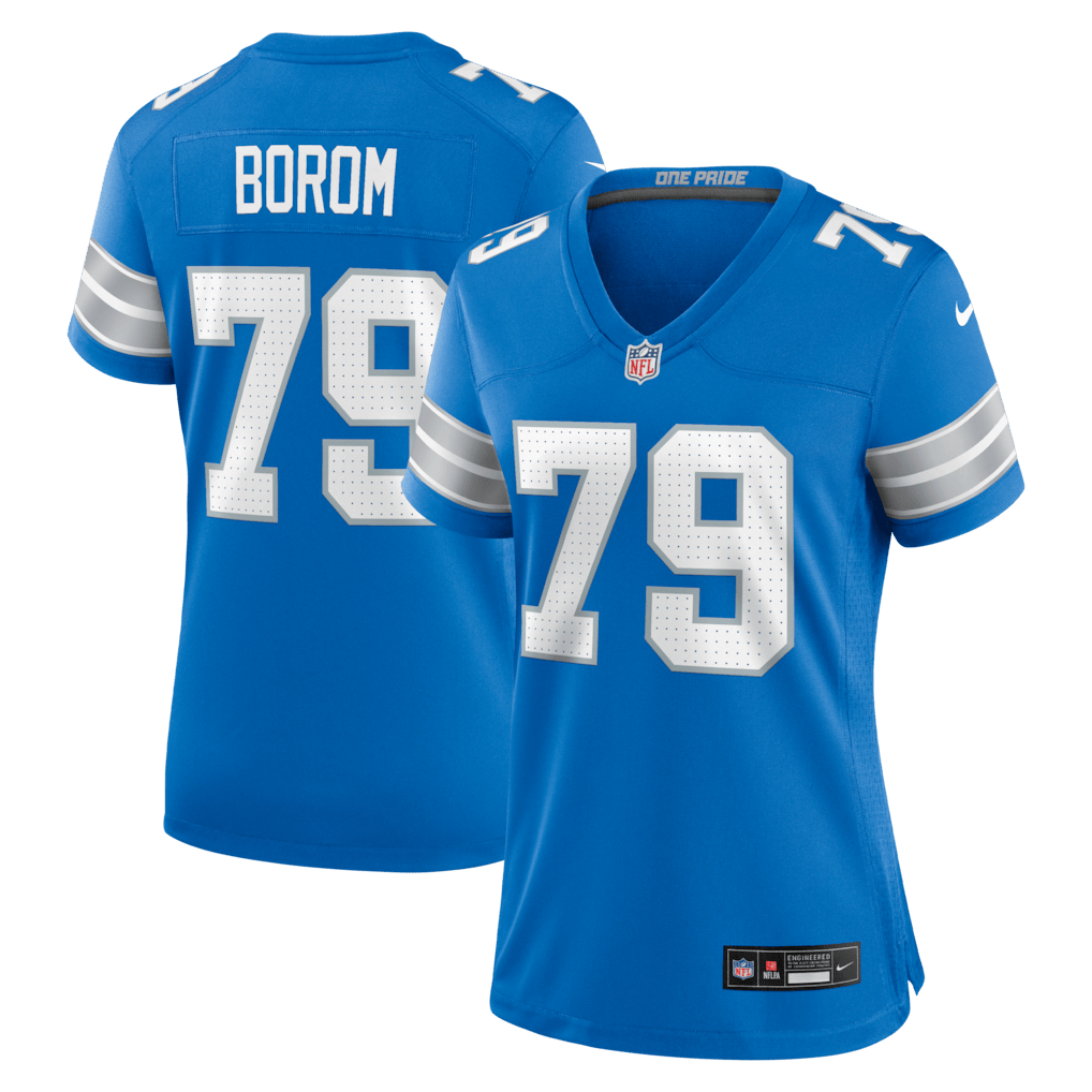 Larry Borom 79 Detroit Lions Women's Team Game Jersey - Blue