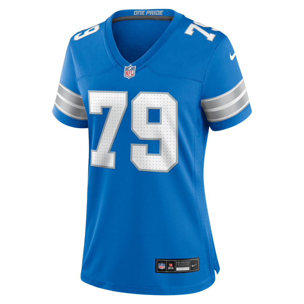 Larry Borom 79 Detroit Lions Women's Team Game Jersey - Blue