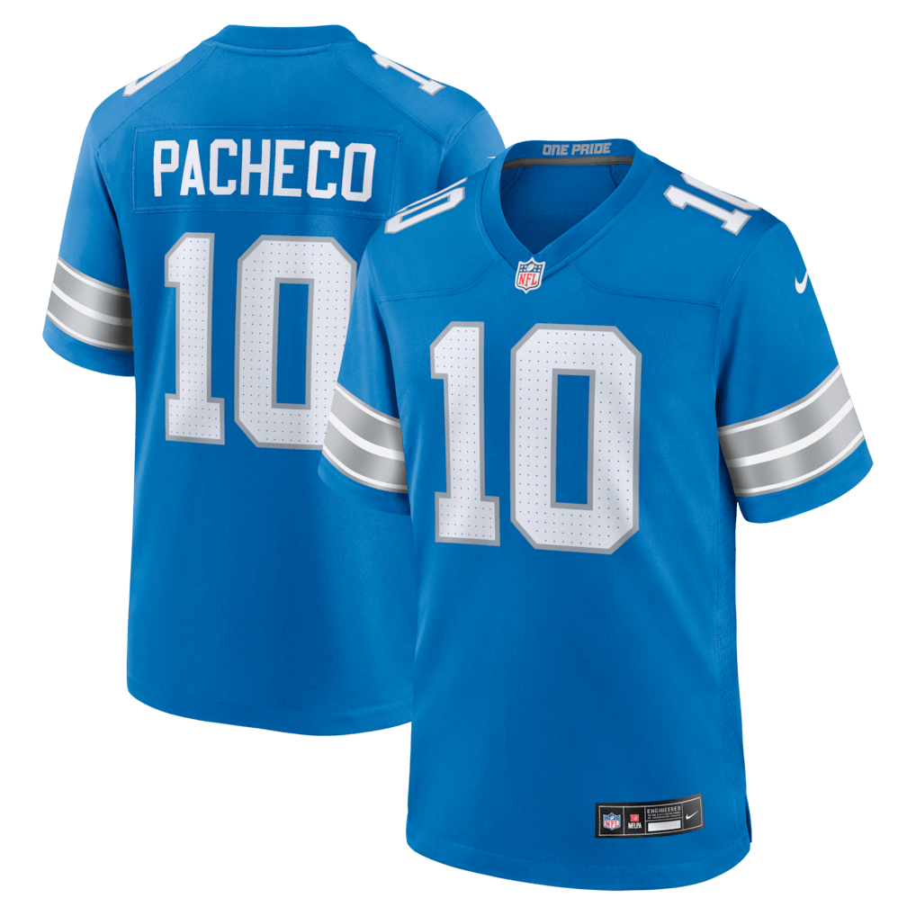 Isiah Pacheco 10 Detroit Lions Team Game Men Jersey - Blue