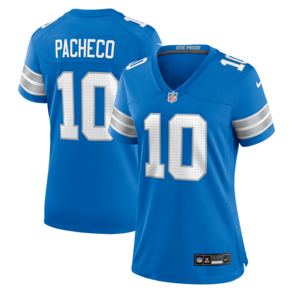 Isiah Pacheco 10 Detroit Lions Women's Team Game Jersey - Blue
