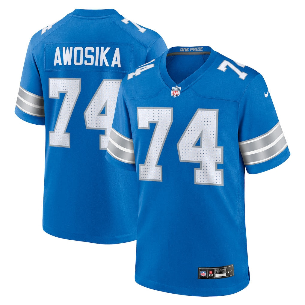 Kayode Awosika 74 Detroit Lions Team Game Men Jersey - Blue