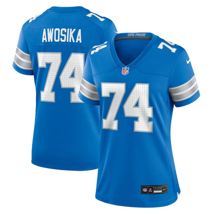 Kayode Awosika 74 Detroit Lions Women's Game Jersey - Blue