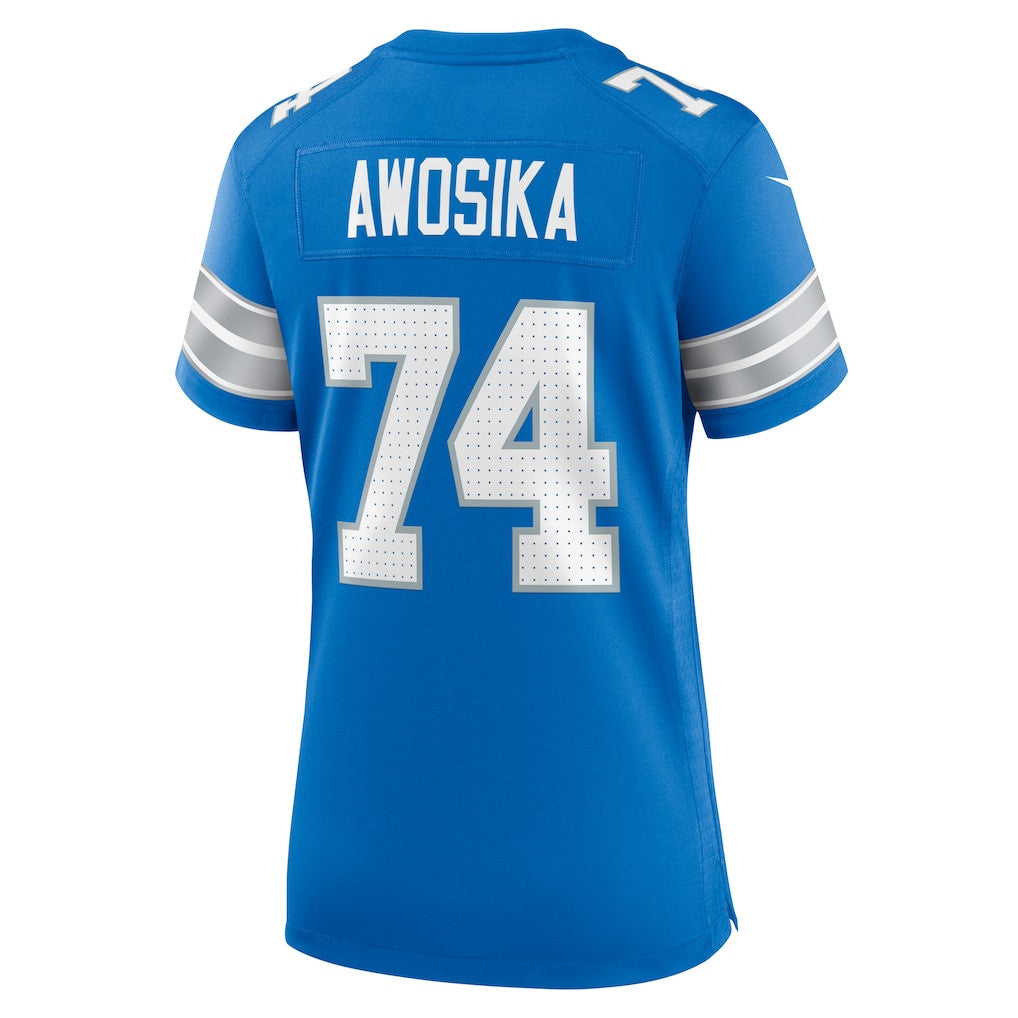 Kayode Awosika 74 Detroit Lions Women's Game Jersey - Blue