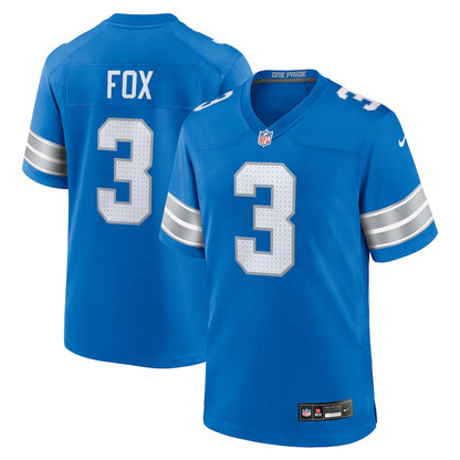 Jack Fox 3 Detroit Lions Team Game Men Jersey - Blue