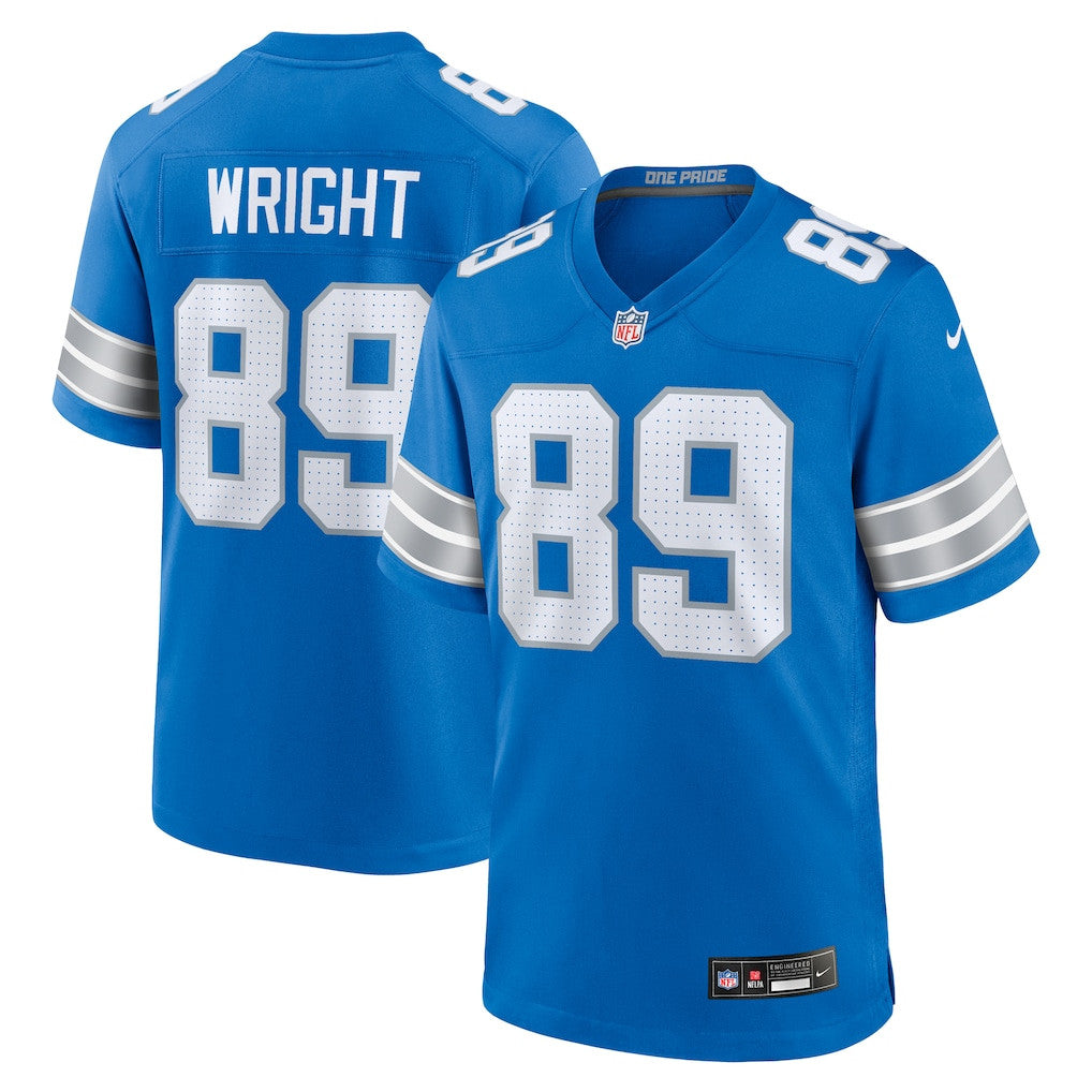 Brock Wright 89 Detroit Lions Team Game Men Jersey - Blue