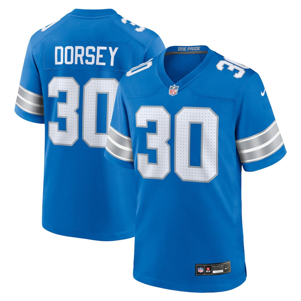Khalil Dorsey 30 Detroit Lions Team Game Men Jersey - Blue