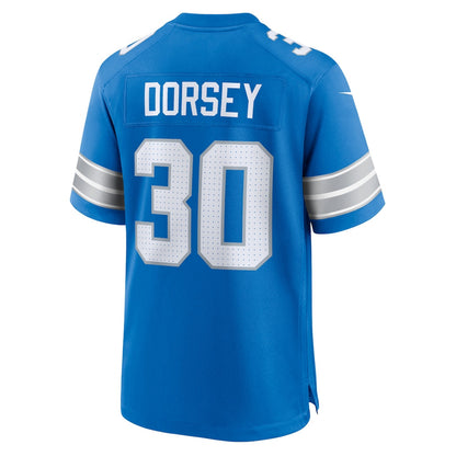 Khalil Dorsey 30 Detroit Lions Team Game Men Jersey - Blue