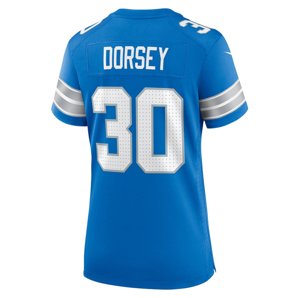 Khalil Dorsey 30 Detroit Lions Women's Game Jersey - Blue