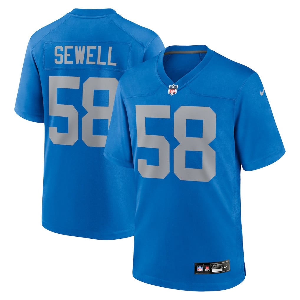 Penei Sewell 58 Detroit Lions Alternate Game Men Jersey - Blue