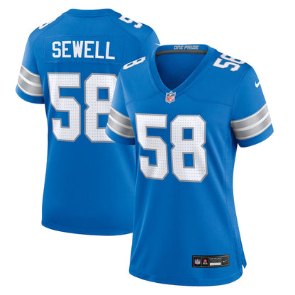 Penei Sewell 58 Detroit Lions Women's Game Jersey - Blue