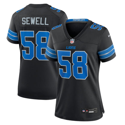 Penei Sewell 58 Detroit Lions Women's 2nd Alternate Game Jersey - Black