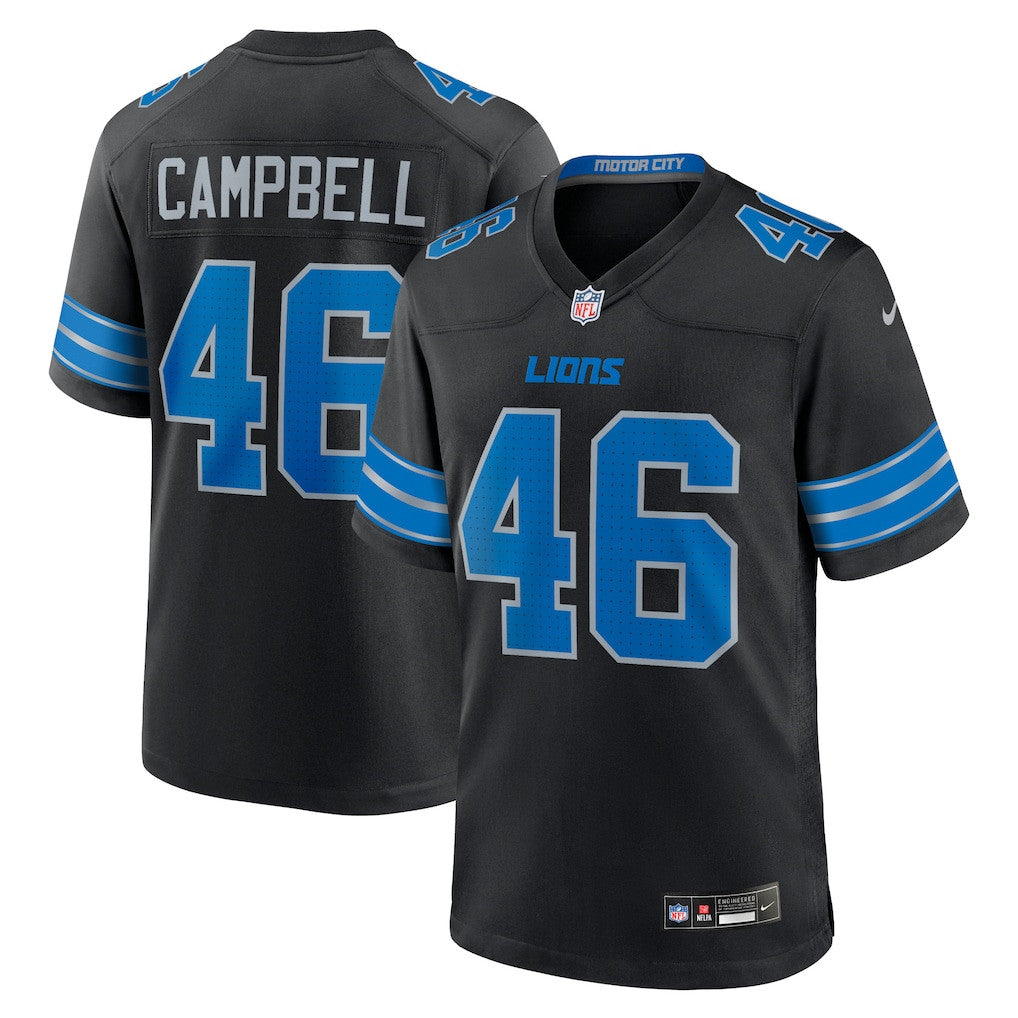 Jack Campbell 46 Detroit Lions 2nd Alternate Game Men Jersey - Black