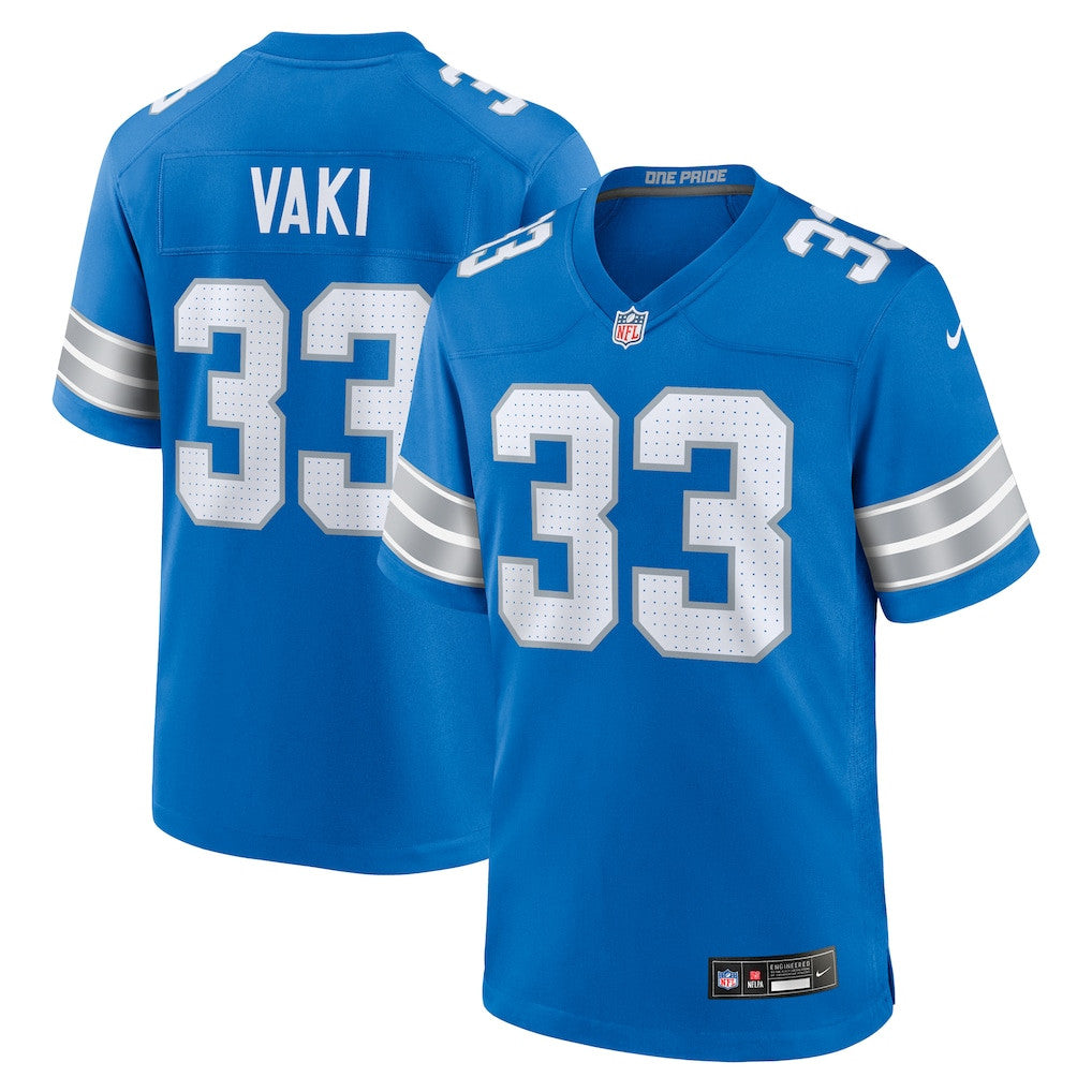 Sione Vaki 33 Detroit Lions Team Game Men Jersey - Blue