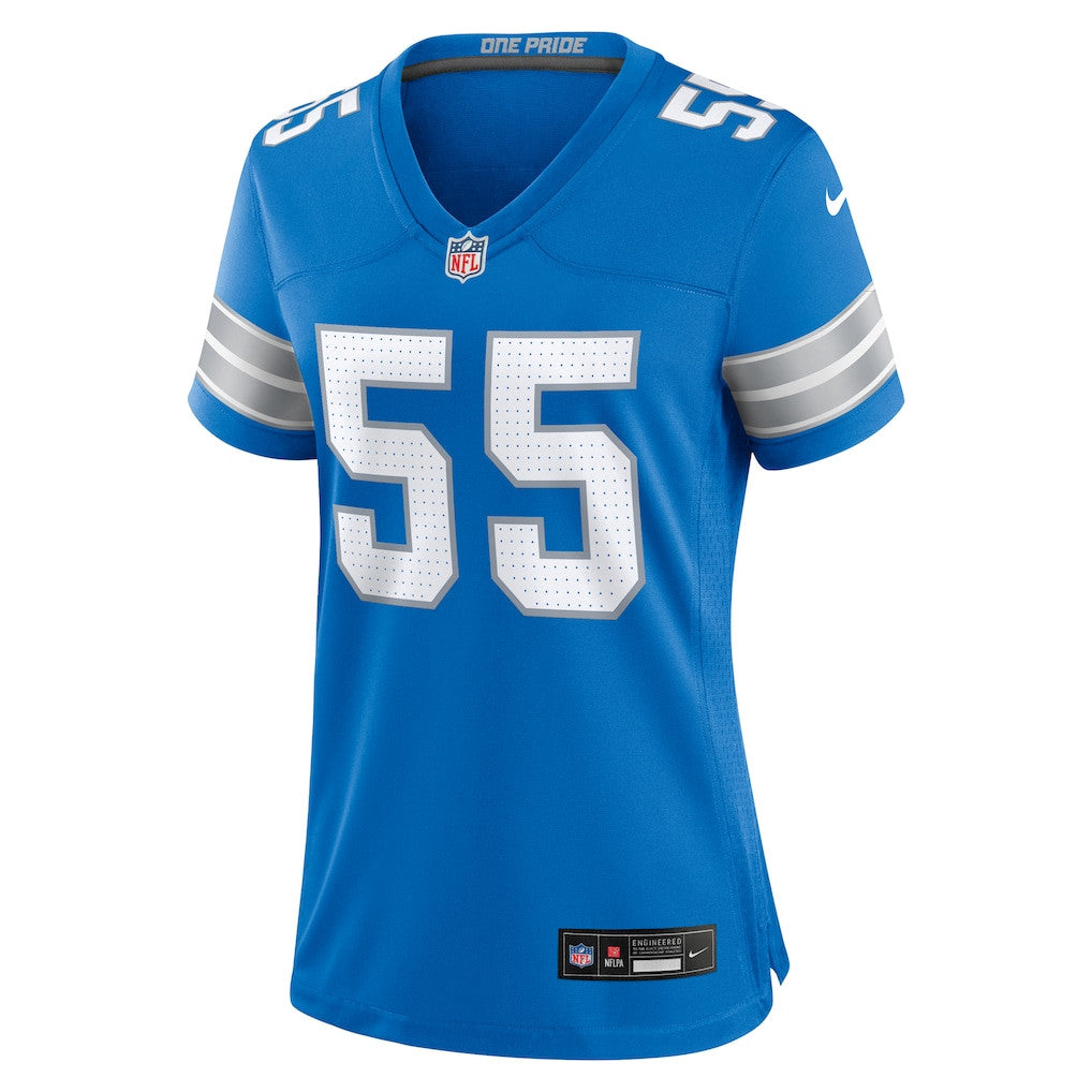Derrick Barnes 55 Detroit Lions Women's Team Game Jersey - Blue