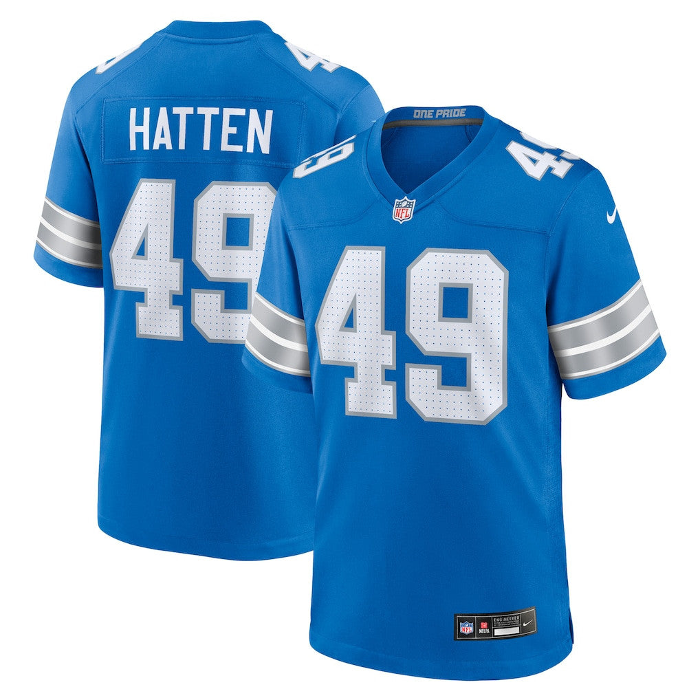 Hogan Hatten 49 Detroit Lions Team Game Men Jersey - Blue