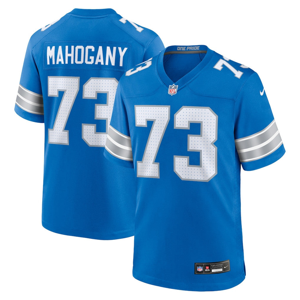 Christian Mahogany 73 Detroit Lions Team Game Men Jersey - Blue