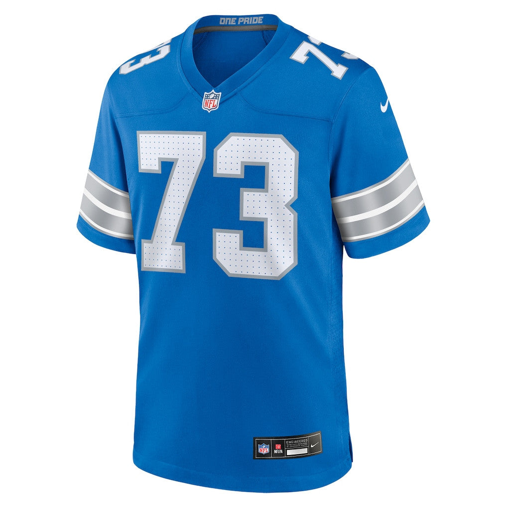 Christian Mahogany 73 Detroit Lions Team Game Men Jersey - Blue