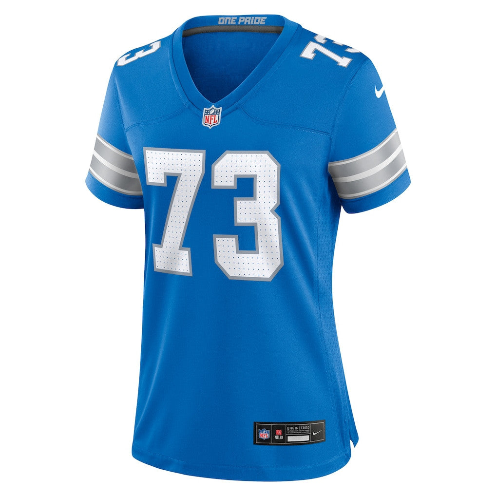 Christian Mahogany 73 Detroit Lions Women's Team Game Jersey - Blue