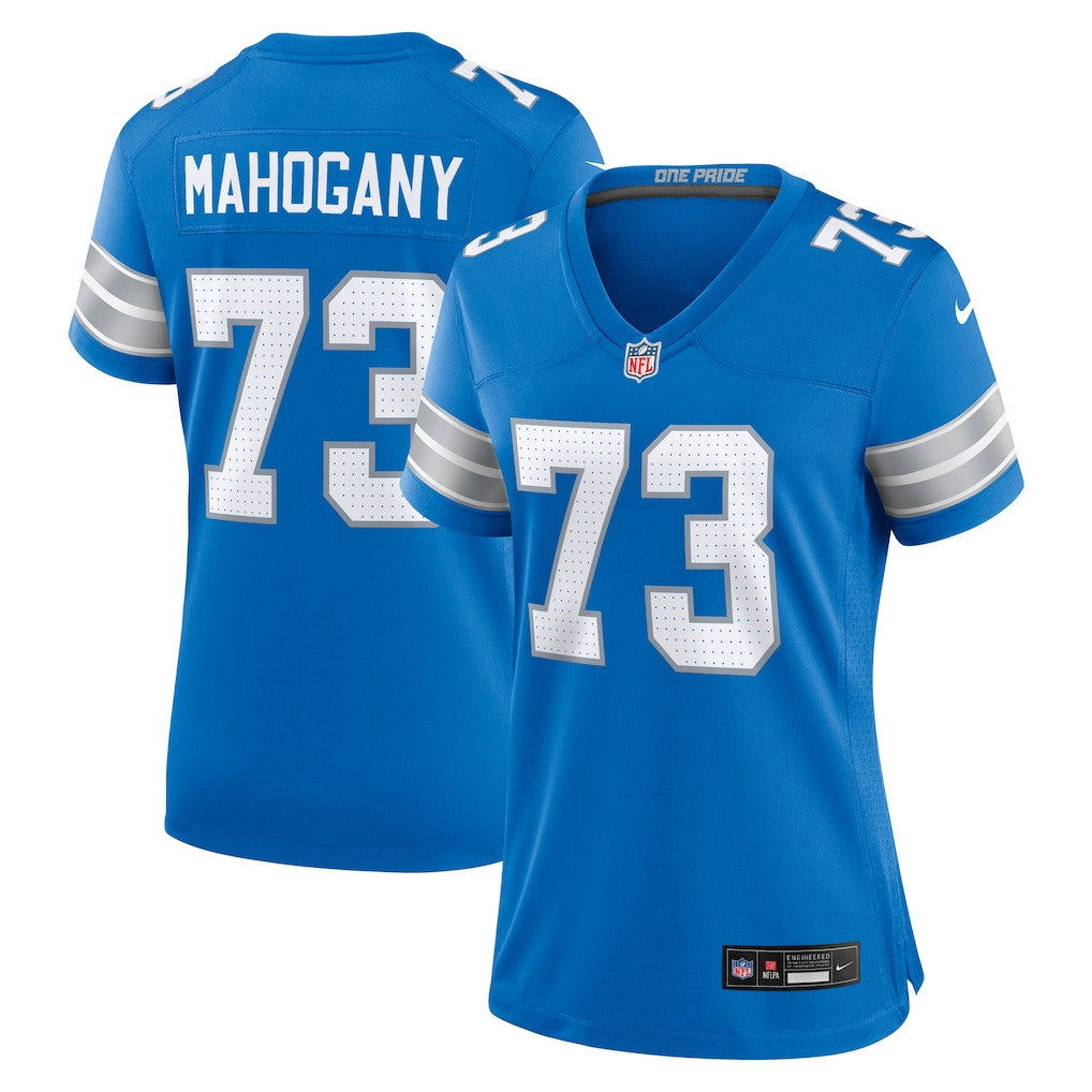 Christian Mahogany 73 Detroit Lions Women's Team Game Jersey - Blue