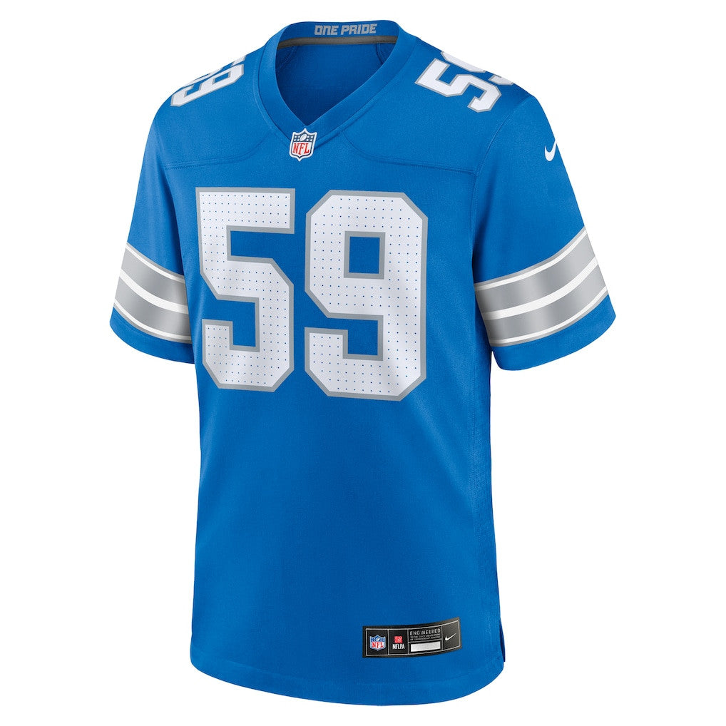 Giovanni Manu 59 Detroit Lions Team Game Men Jersey - Blue