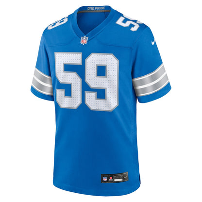 Giovanni Manu 59 Detroit Lions Team Game Men Jersey - Blue