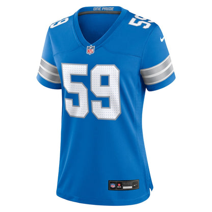 Giovanni Manu 59 Detroit Lions Women's Team Game Jersey - Blue