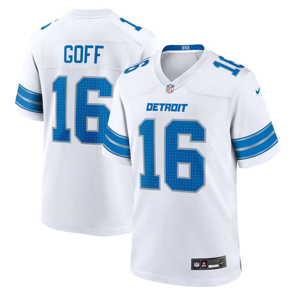 Jared Goff 16 Detroit Lions Game Men Jersey - White