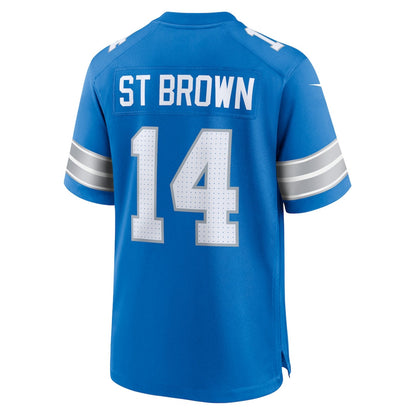Amon-Ra St. Brown 14 Detroit Lions Game Men Jersey - Blue