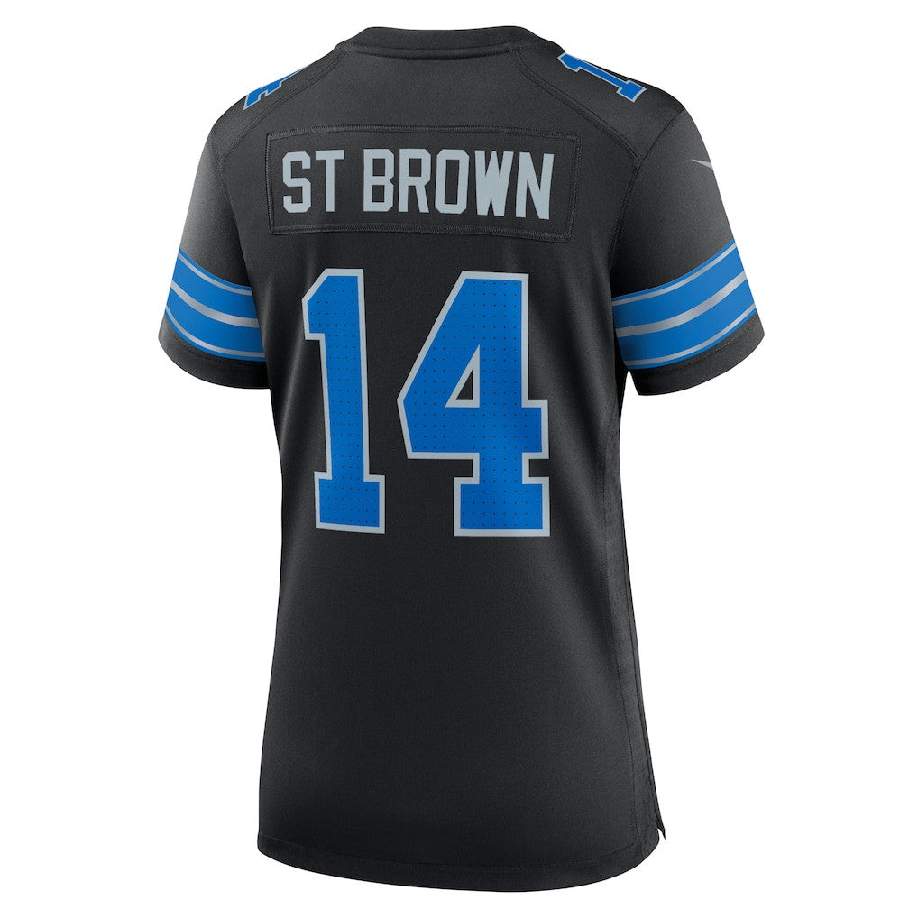 Amon-Ra St. Brown 14 Detroit Lions Women's 2nd Alternate Game Jersey - Black