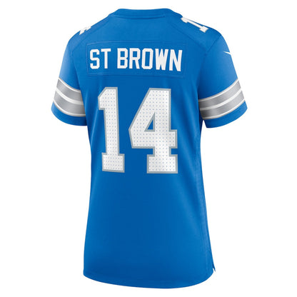 Amon-Ra St. Brown 14 Detroit Lions Women's Team Game Jersey - Blue