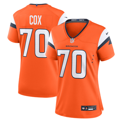Marques Cox 70 Denver Broncos Women's Team Game Jersey - Orange