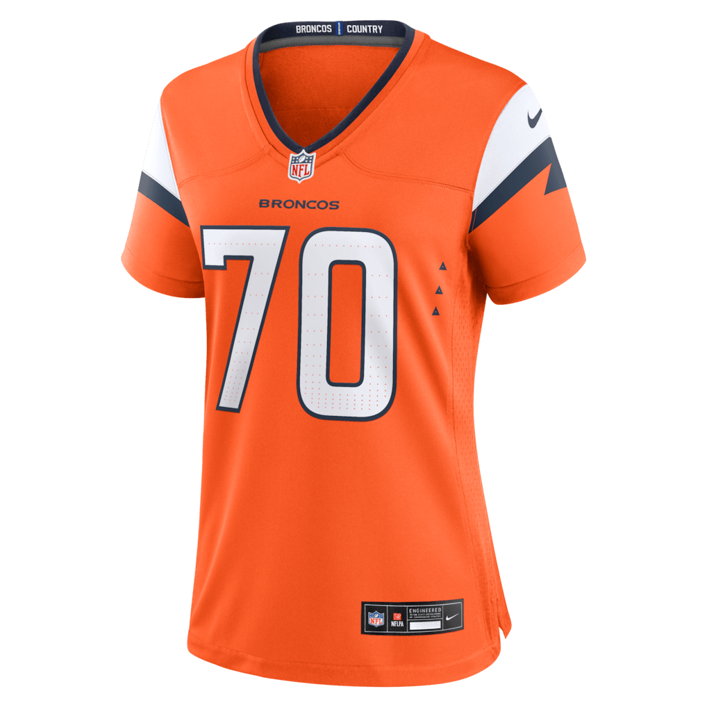Marques Cox 70 Denver Broncos Women's Team Game Jersey - Orange