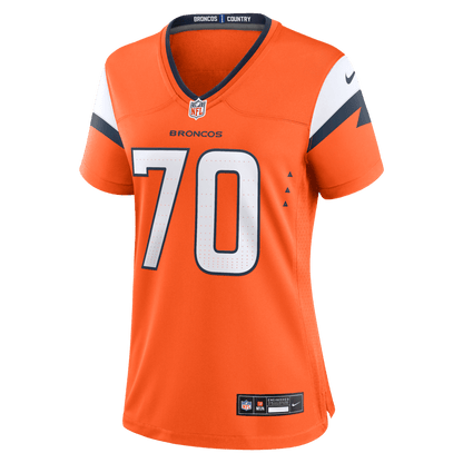 Marques Cox 70 Denver Broncos Women's Team Game Jersey - Orange