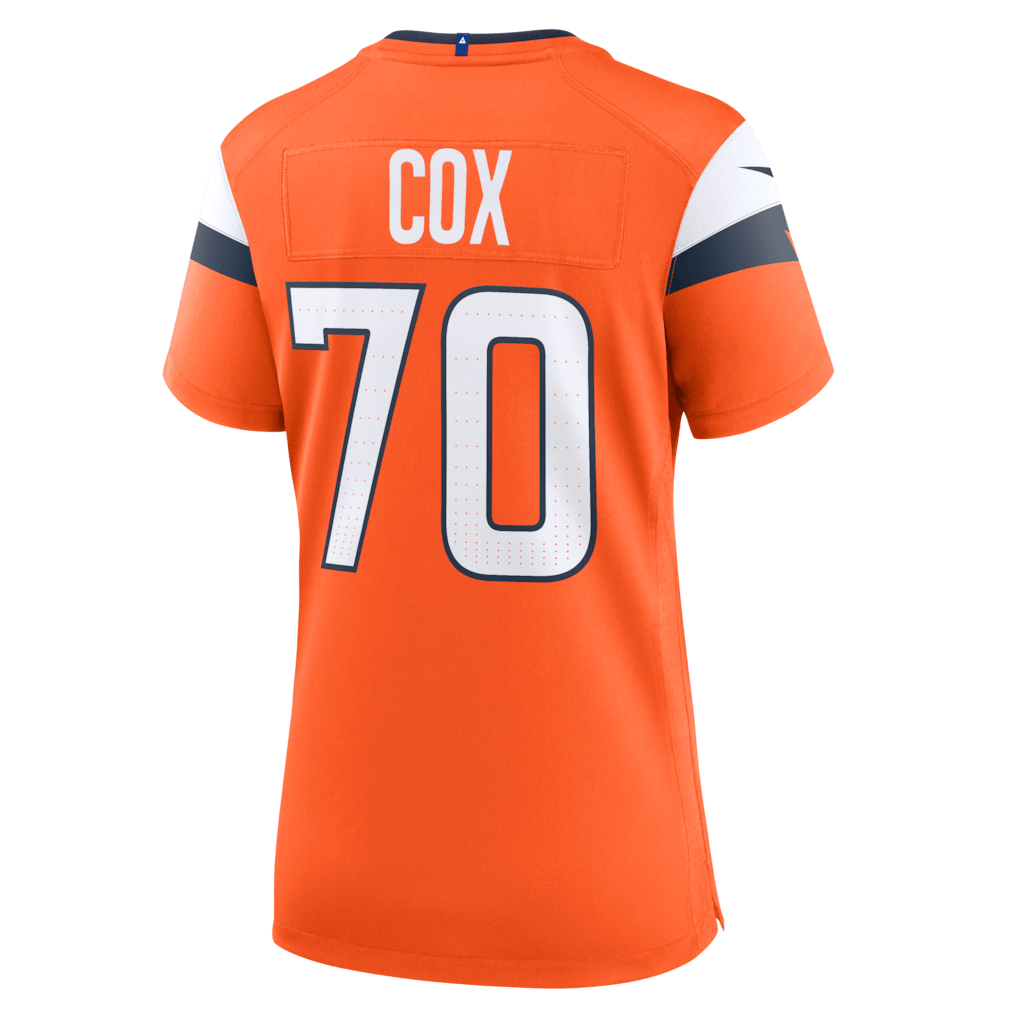 Marques Cox 70 Denver Broncos Women's Team Game Jersey - Orange